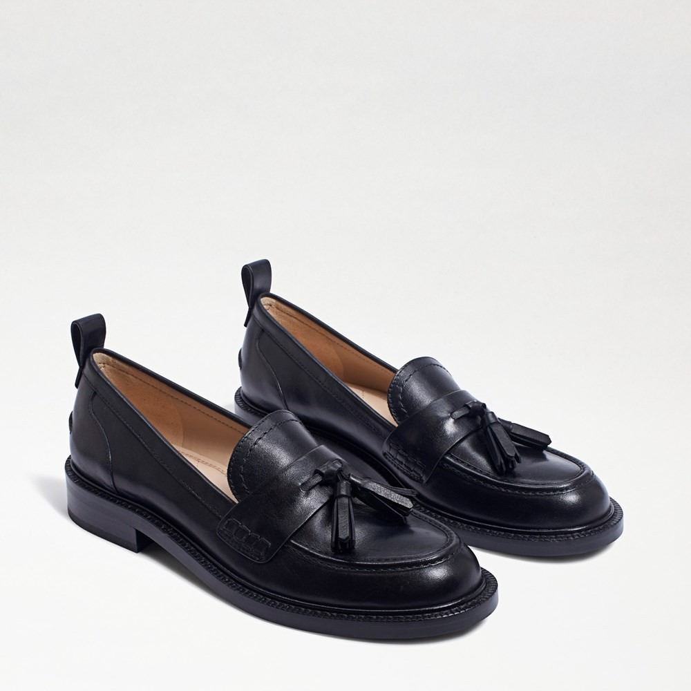 Sam Edelman Black Leather Tassel Loafers